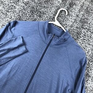 REI Co-op Shirt Womens XL Blue Merino Wool 1/4 Zip Mock Neck Base Layer Top